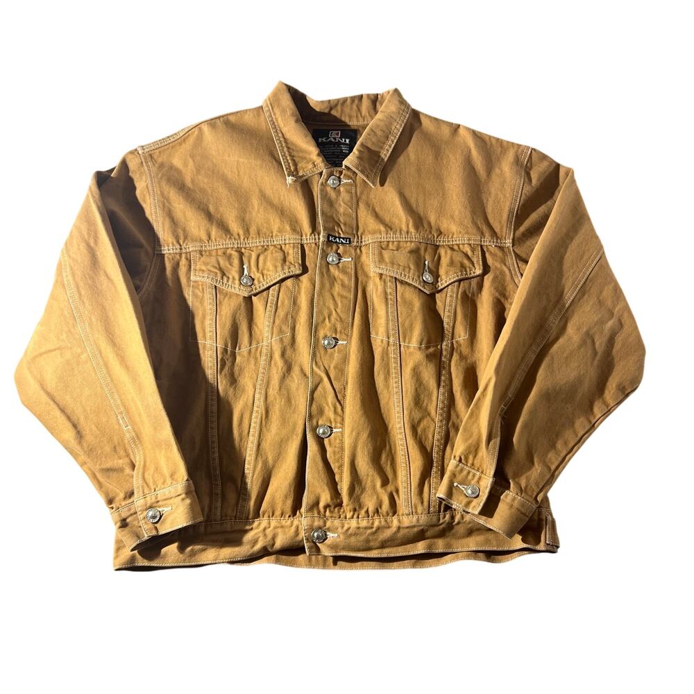Vintage Kani Jeans Men’s XL Tan Denim Trucker Jacket 90s
